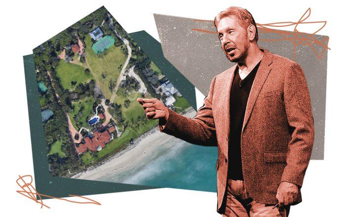 Larry Ellison and 12525 Seminole Beach Road (Getty, Google Maps)