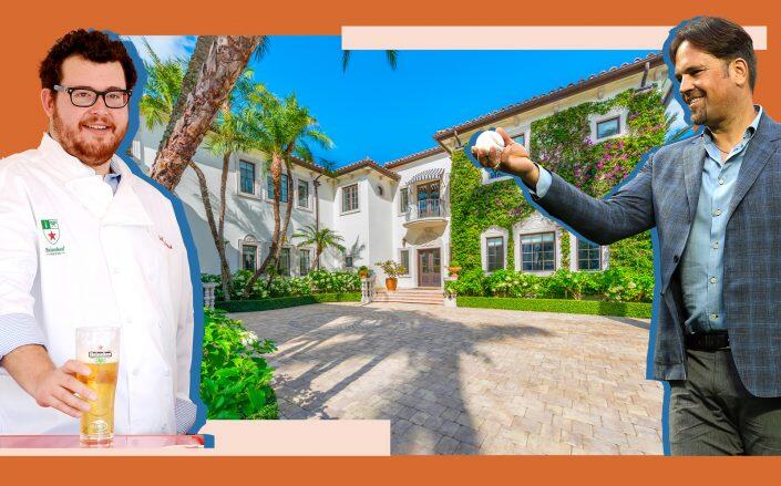 Major Food Group's Jeffrey Zalaznick and Mike Piazza with the Miami Beach mansion (Getty, The Jills – Photography by Luxhunters)